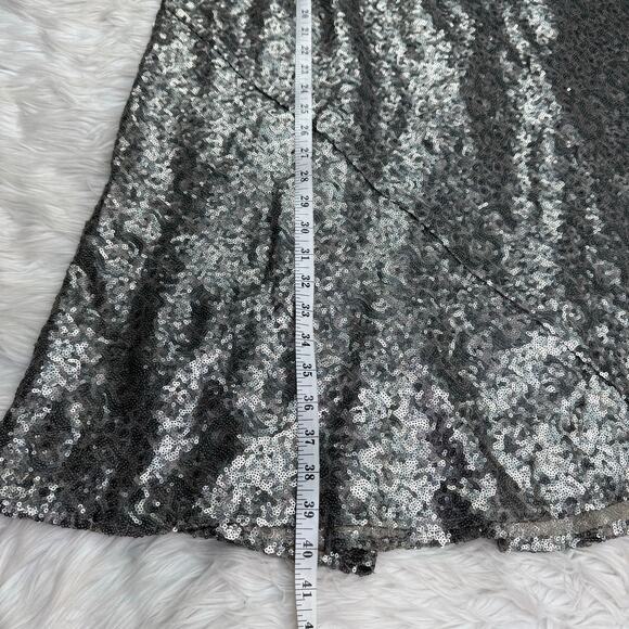 Anthropologie Corey Lynn Calter Liza Maxi Skirt Silver Sequined Size 2 Cocktail - Picture 9 of 14